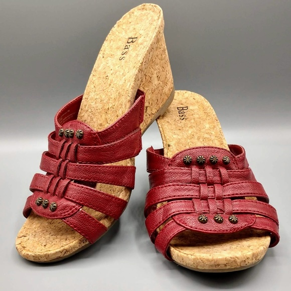 Bass Shoes - Bass Siobhan Red Size 7 Cork Wedges